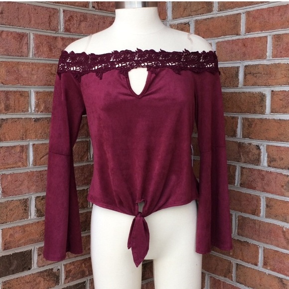 NEW Charlotte Russe bell sleeve off shoulder top - Picture 1 of 7
